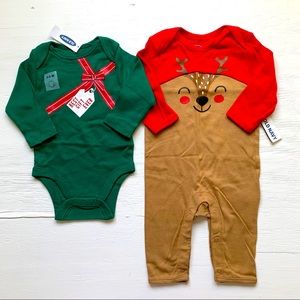 NWT 3-6M baby Christmas bundle romper bodysuit
